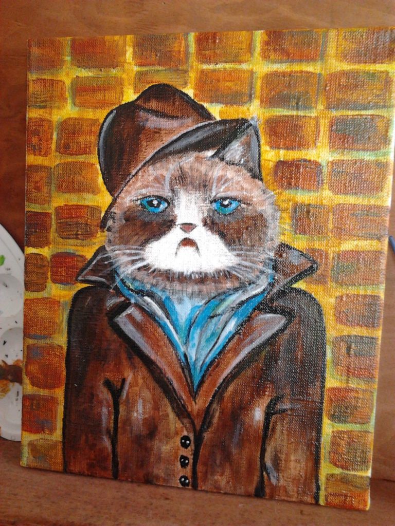 Кот выглядывает из кармана рисунок