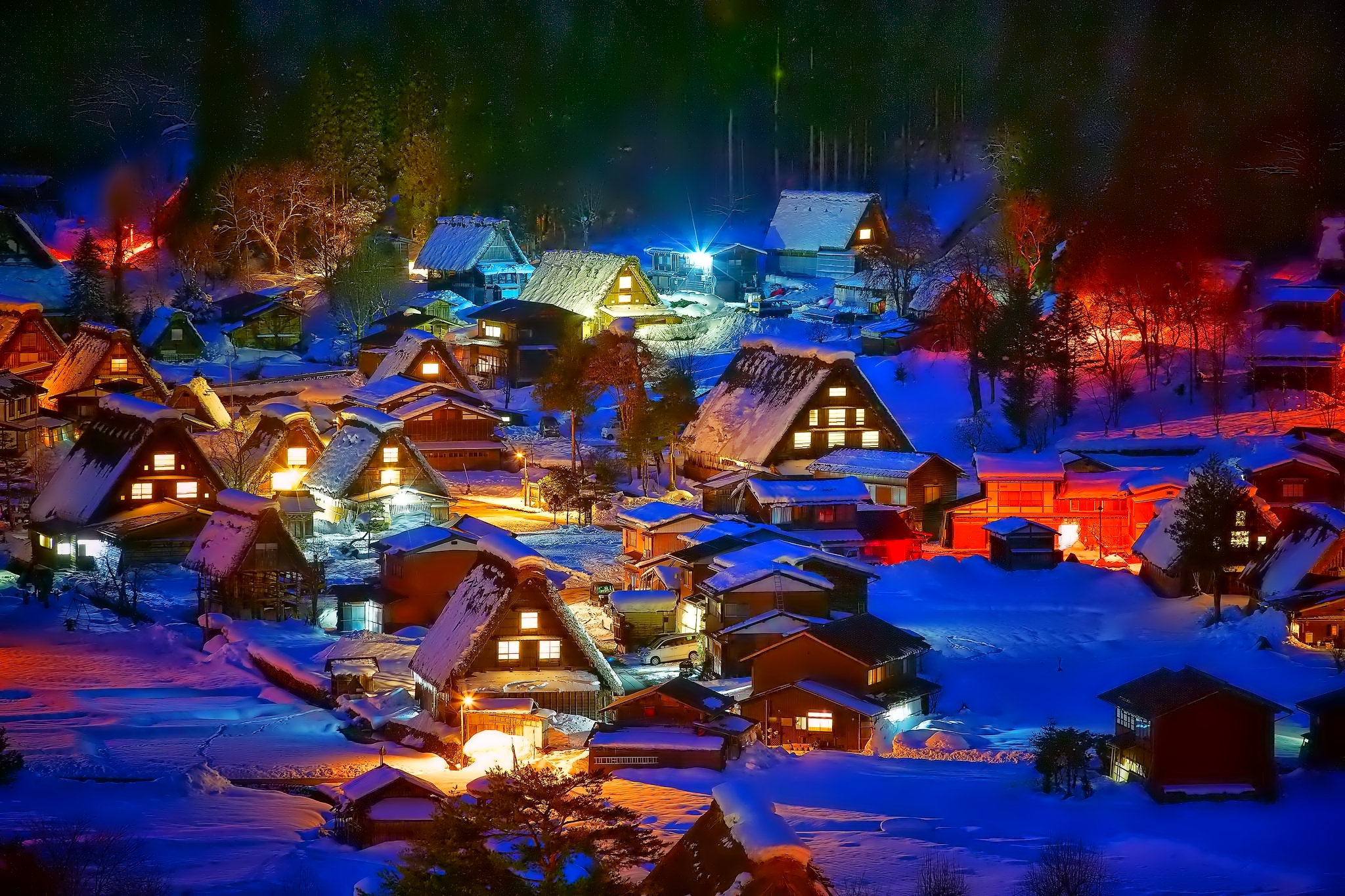 Деревня Сиракава го зимой