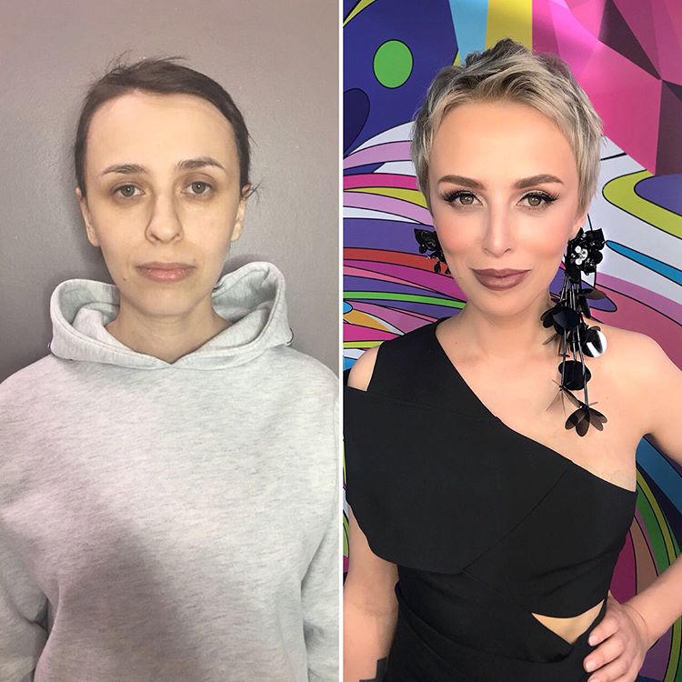 Преображение до и после стрижки и макияжа