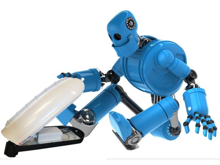 Полевой ремонтный робот. Голубой робот. Прикольный робот. Название роботов. Синий забавный робот.